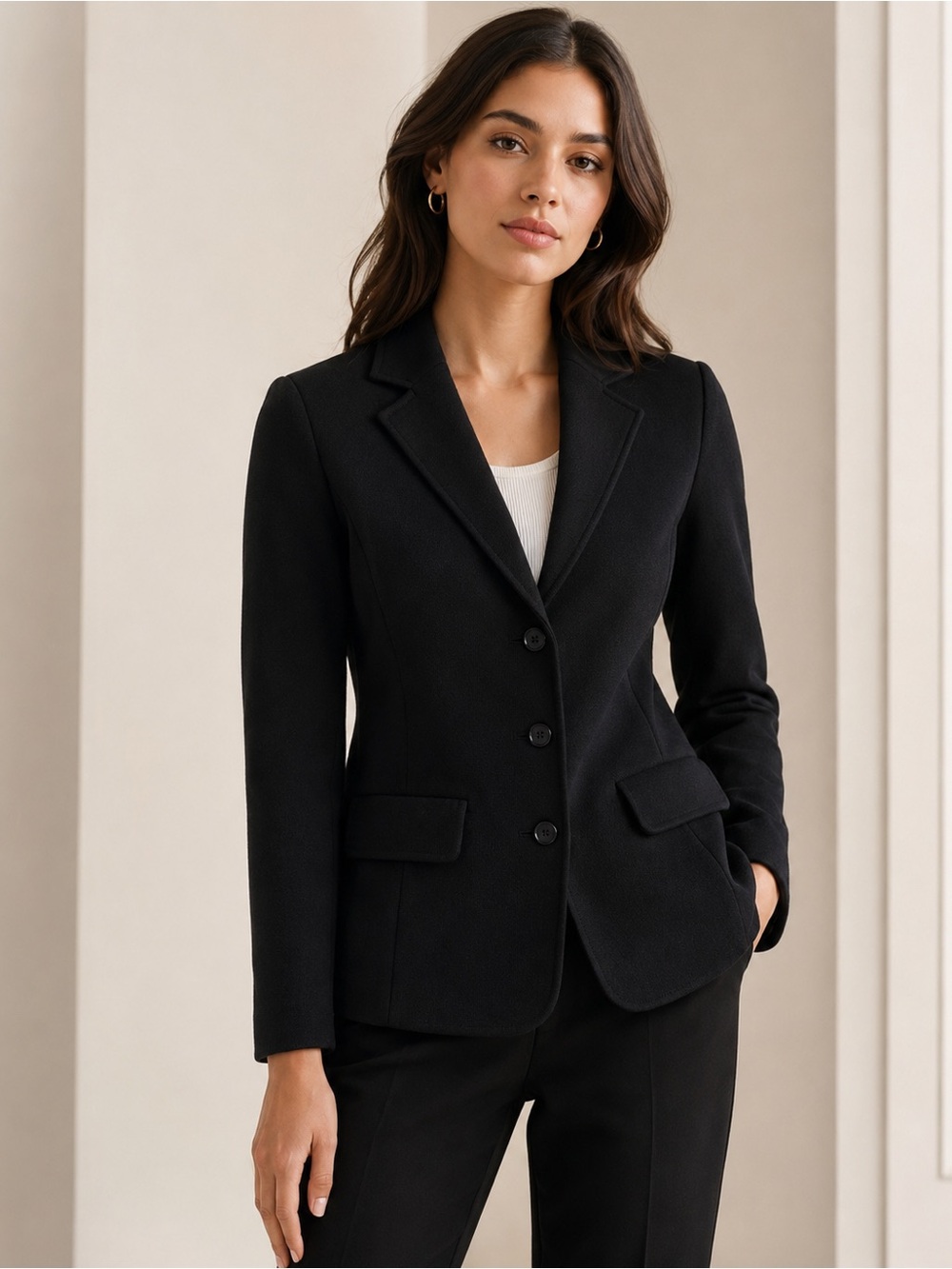 NEW - Lauren Ralph Lauren Women’s Black Sweater-Knit‎ 3-Button Blazer Size L